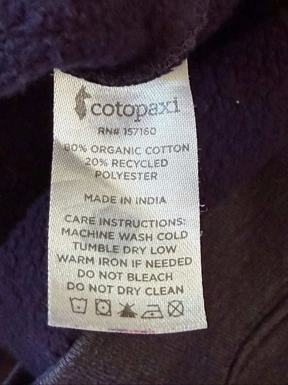 Cotopaxi Organic Cotton Fleece Crewneck Sweatshirt Navy Blue Logo Pullover Sz Sm - Picture 9 of 12